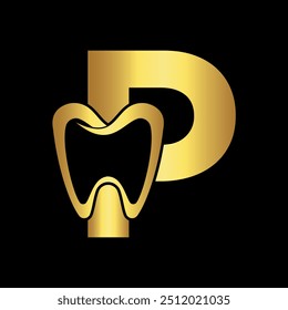 Initial Dentist Logo Combine With Letter P Vector Template