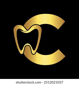 Logotipo inicial do dentista combinado com o modelo vetorial da letra C