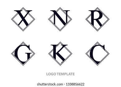 initial design logo set. vector template cube flat icon graphic