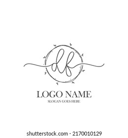 Initial DF beauty monogram and elegant logo design, handwriting logo of initial signature, wedding, fashion, floral and botanical with creative template.