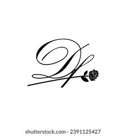 Initial DF handwriting flower typography ornament modern