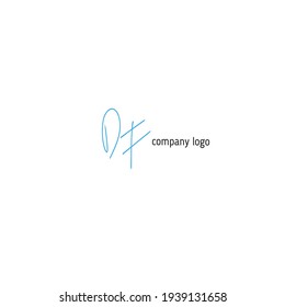 Initial DF logo handwriting vector