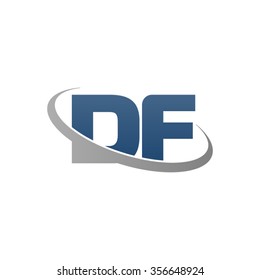 initial DF swoosh ring company logo blue gray
