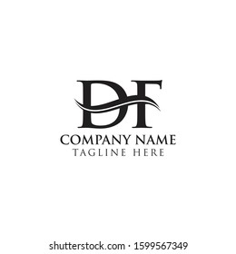 Initial DF Water Wave Letter Logo With Creative Modern Typography Vector Template. Initial Letter DF Logo Design