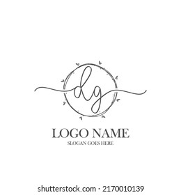 Initial DG beauty monogram and elegant logo design, handwriting logo of initial signature, wedding, fashion, floral and botanical with creative template.
