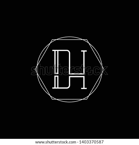 Initial DH DUN letter logo design in black background
