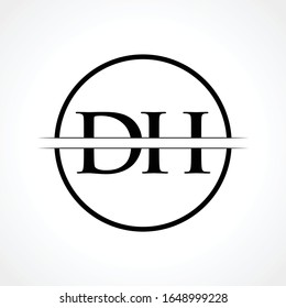 Vorlage für die Design-Vektorillustration des DH-Letter-Logos mit schwarzer Farbe. DH-Logo-Design