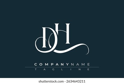 Initial DH Logo Design Vector. Elegant Monogram Logo Design with Decorative Elements and Typography