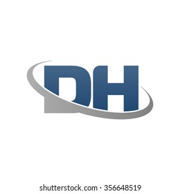 initial DH swoosh ring company logo blue gray