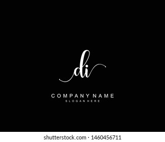 Initial DI beauty monogram and elegant logo design, handwriting logo of initial signature, wedding, fashion, floral and botanical with creative template.