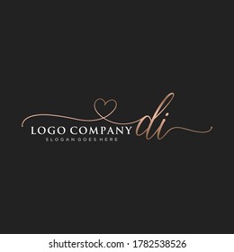 Initial DI beauty monogram and elegant logo design, handwriting logo of initial signature, wedding, fashion, floral and botanical with creative template.	
