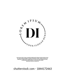 Initial DI beauty monogram and elegant logo design, handwriting logo of initial signature, wedding, fashion, floral and botanical with creative template.