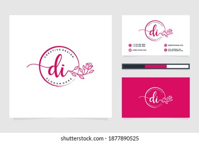 Initial DI Feminine logo collections and business card template.