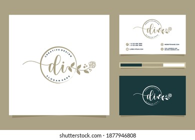 Initial DI Feminine logo collections and business card template.
