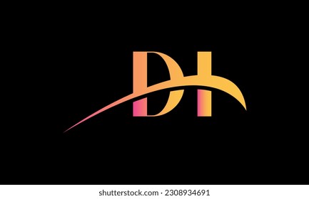Initial DI letter Logo With Swoosh Design Graphic Vector Template for Business and Company Identity.	