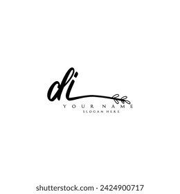 Initial DI logo handwriting floral typography ornament