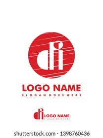 Initial DI negative space logo with circle template