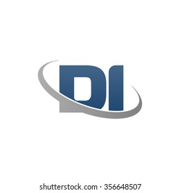 initial DI swoosh ring company logo blue gray