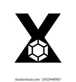 Logotipo inicial de diamante combinado con la plantilla de vector de la letra X