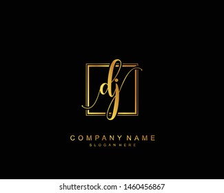 Initial DJ beauty monogram and elegant logo design, handwriting logo of initial signature, wedding, fashion, floral and botanical with creative template.