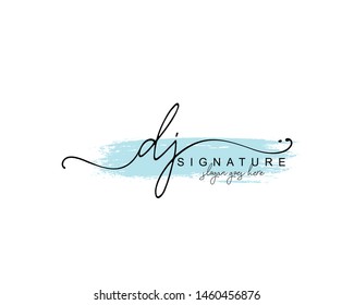 Initial DJ beauty monogram and elegant logo design, handwriting logo of initial signature, wedding, fashion, floral and botanical with creative template.