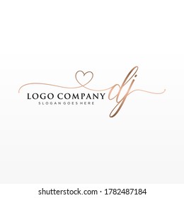 Initial DJ beauty monogram and elegant logo design, handwriting logo of initial signature, wedding, fashion, floral and botanical with creative template.	
