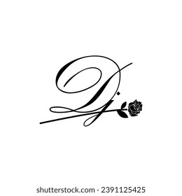 Initial DJ handwriting flower typography ornament modern