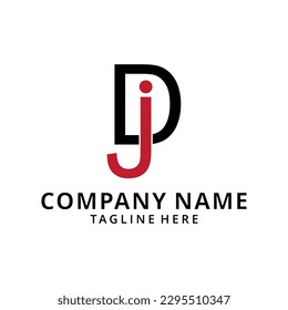 Initial DJ , JD logo design. Creative typography treatment in black and red