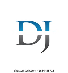 Vektorillustration für das Design von DJ Letter-Logos mit Blau- und Graufarbe. DJ Logo Design