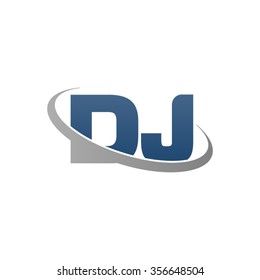 initial DJ swoosh ring company logo blue gray