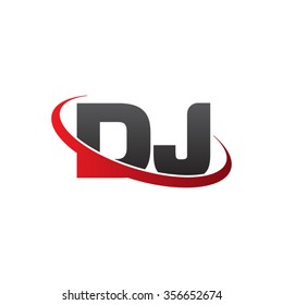 initial DJ swoosh ring company logo red black