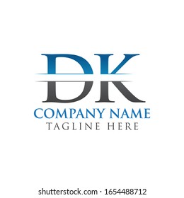 Initial DK Letter Logo Design Vector With Blue and Grey Color. DK Logo Design