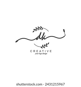 Initial DK logo handwriting botanical branding typography