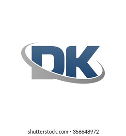 initial DK swoosh ring company logo blue gray