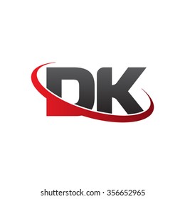 initial DK swoosh ring company logo red black