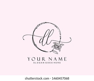 Initial DL beauty monogram and elegant logo design, handwriting logo of initial signature, wedding, fashion, floral and botanical with creative template.