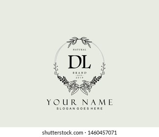 Initial DL beauty monogram and elegant logo design, handwriting logo of initial signature, wedding, fashion, floral and botanical with creative template.