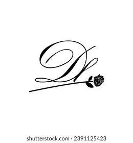Initial DL handwriting flower typography ornament modern