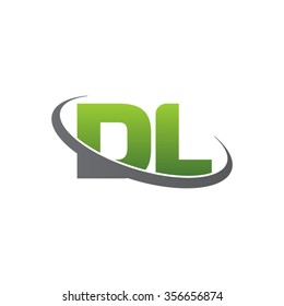 initial DL swoosh ring company logo green gray