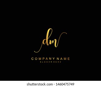 Initial DM beauty monogram and elegant logo design, handwriting logo of initial signature, wedding, fashion, floral and botanical with creative template.