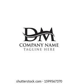 Initial DM Water Wave Letter Logo With Creative Modern Typography Vector Template. Initial Letter DM Logo Design