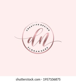 Initial DN beauty monogram and elegant logo design, handwriting logo of initial signature, wedding, fashion, floral and botanical with creative template.