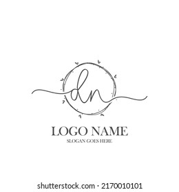 Initial DN beauty monogram and elegant logo design, handwriting logo of initial signature, wedding, fashion, floral and botanical with creative template.