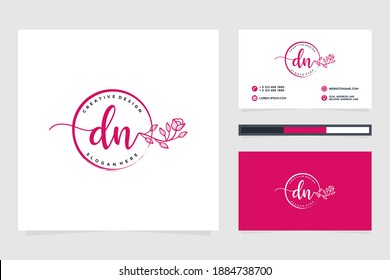 Colecciones iniciales del logotipo femenino de DN y plantilla de tarjeta de negocios.
