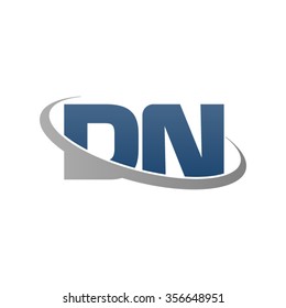 initial DN swoosh ring company logo blue gray