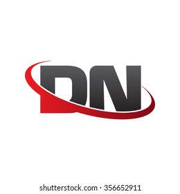 initial DN swoosh ring company logo red black