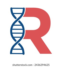 Initial Dna Logo combine with letter R vector template