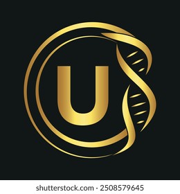 Initial dna Logo combine with letter W vector template