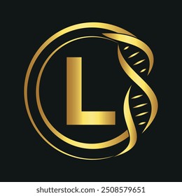 Initial DNA Logo kombinieren mit Buchstabe L Vektor Vorlage