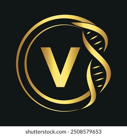 Initial dna Logo combine with letter W vector template